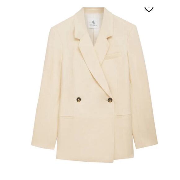 Anine Bing Kaia Linen Blazer In Light Yellow Double Breasted Jacket Size Small - Picture 5 of 13